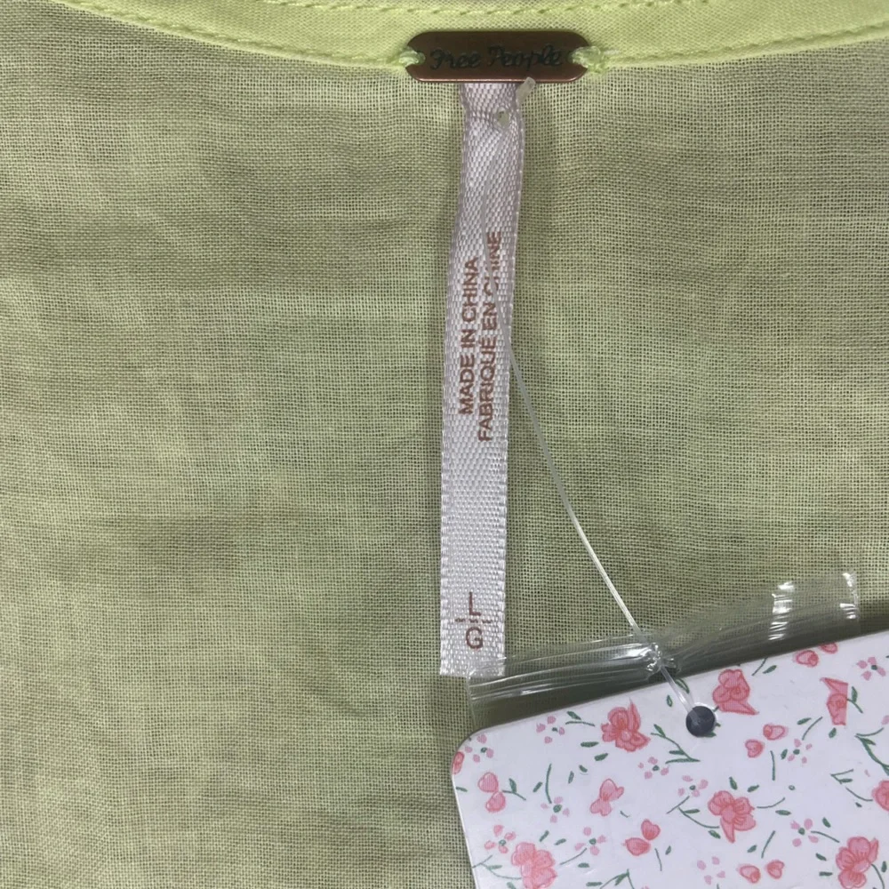 NWT Free People “Highland” Oversized Button-Down Tunic in Lemon Light - Picture 9 of 12
